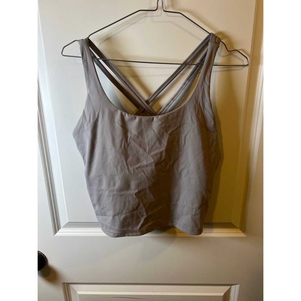 HeyNuts Womens Tank Top Strappy Criss Cross Back Taupe Size L